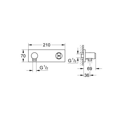 Grohe Grohtherm F Duvar Üstü Duş Askısı Ve Duş Çıkış Dirseği Seti - 27621000 - 2