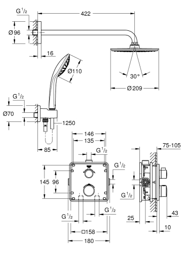 Grohe Grohtherm Rainshower Cosmopolitan 210 Duş Seti - 34734000 - 4