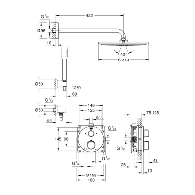 Grohe Grohtherm Rainshower Cosmopolitan 310 Duş Seti - 34731000 - 2