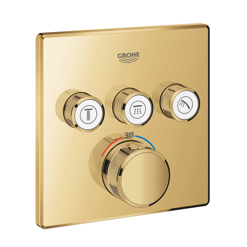 Grohe Grohtherm SmartControl Akış Kontrollü Ankastre Termostatik Banyo Bataryası (3 Yollu, Sıva Üstü Grubu), Altın - 29126GL0 - 1