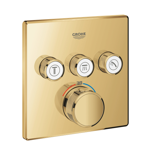 Grohe Grohtherm SmartControl Akış Kontrollü Ankastre Termostatik Banyo Bataryası (3 Yollu, Sıva Üstü Grubu), Altın - 29126GL0 - 2