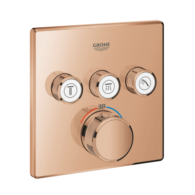 Grohe Grohtherm SmartControl Akış Kontrollü Ankastre Termostatik Banyo Bataryası (3 Yollu, Sıva Üstü Grubu), Bakır - 29126DA0 - 1