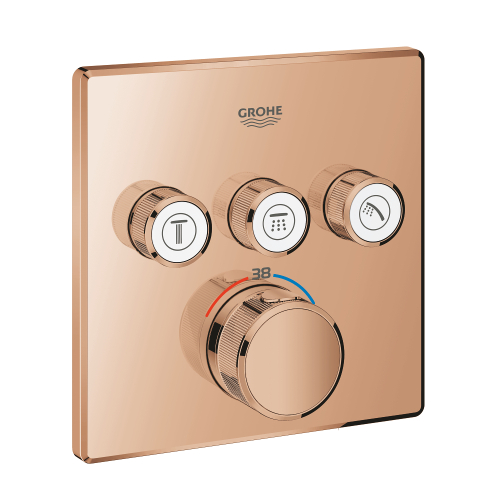 Grohe Grohtherm SmartControl Akış Kontrollü Ankastre Termostatik Banyo Bataryası (3 Yollu, Sıva Üstü Grubu), Bakır - 29126DA0 - 1