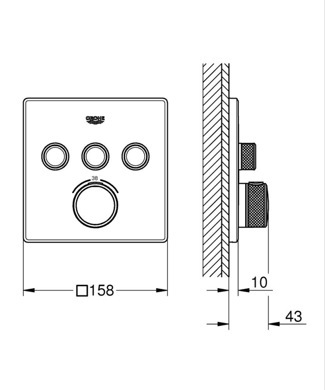 Grohe Grohtherm SmartControl Akış Kontrollü Ankastre Termostatik Banyo Bataryası (3 Yollu, Sıva Üstü Grubu), Bakır - 29126DA0 - 3