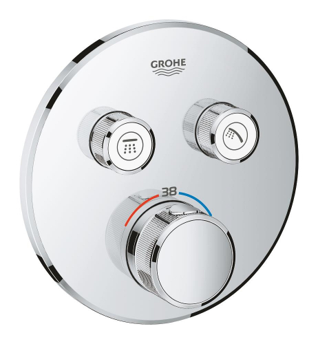 Grohe Grohtherm Smartcontrol Çift Valfli Akış Kontrollü, Ankastre Termostatik Duş Bataryası - 29119000 - 1