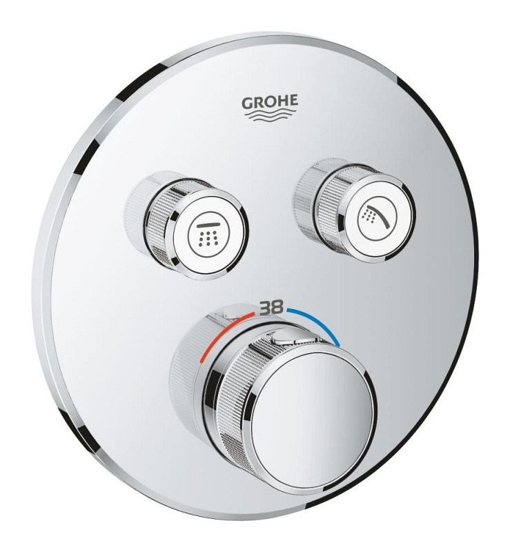 Grohe Grohtherm Smartcontrol Çift Valfli Akış Kontrollü, Ankastre Termostatik Duş Bataryası - 29119000 - 1