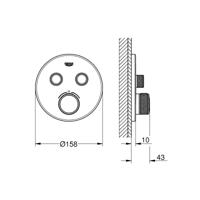 Grohe Grohtherm Smartcontrol Çift Valfli Akış Kontrollü, Ankastre Termostatik Duş Bataryası - 29119A00 - 2