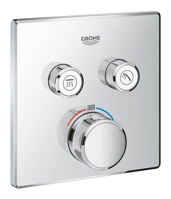 Grohe Grohtherm Smartcontrol Çift Valfli Akış Kontrollü, Ankastre Termostatik Duş Bataryası - 29124000 - 1