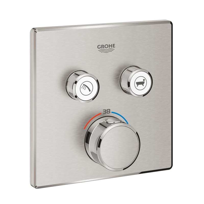 Grohe Grohtherm Smartcontrol Çift Valfli Akış Kontrollü, Ankastre Termostatik Duş Bataryası - 29124Dc0 - 2