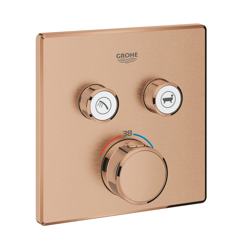 Grohe Grohtherm Smartcontrol Çift Valfli Akış Kontrollü, Ankastre Termostatik Duş Bataryası - 29124Dl0 - 2