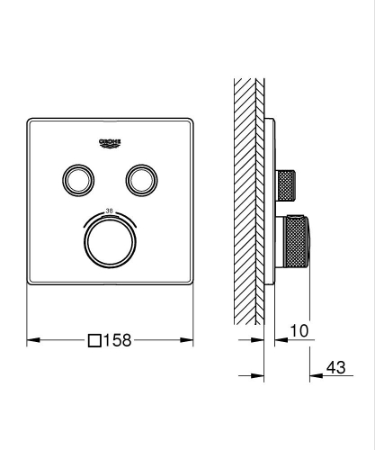 Grohe Grohtherm Smartcontrol Çift Valfli Akış Kontrollü, Ankastre Termostatik Duş Bataryası - 29124Gn0 - 3