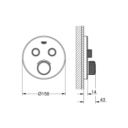 Grohe Grohtherm Smartcontrol Çift Valfli Akış Kontrollü, Ankastre Termostatik Duş Bataryası - 29151Ls0 - 2