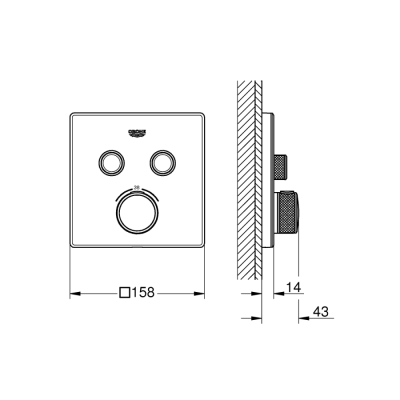 Grohe Grohtherm Smartcontrol Çift Valfli Akış Kontrollü, Ankastre Termostatik Duş Bataryası - 29156Ls0 - 2