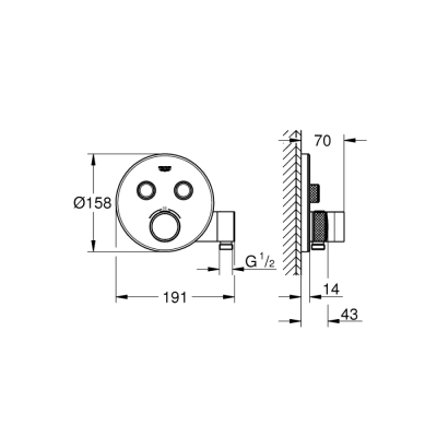 Grohe Grohtherm Smartcontrol Çift Valfli Akış Kontrollü, Ankastre Termostatik
Duş Bataryası, Entegre Duş Kolu İle - 29120000 - 2