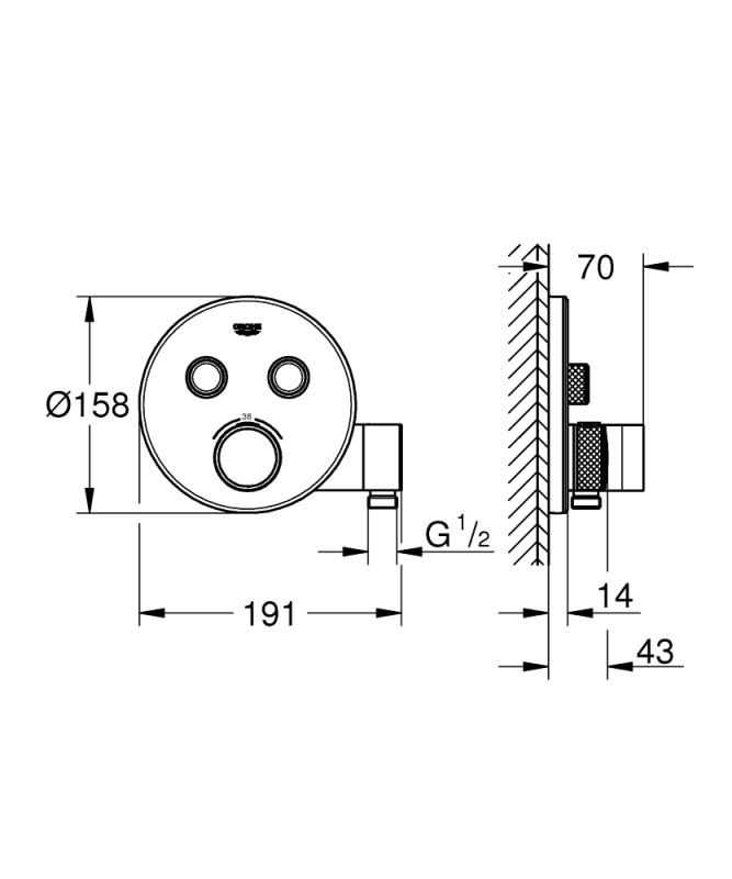 Grohe Grohtherm Smartcontrol Çift Valfli Akış Kontrollü, Ankastre Termostatik
Duş Bataryası, Entegre Duş Kolu İle - 29120000 - 3
