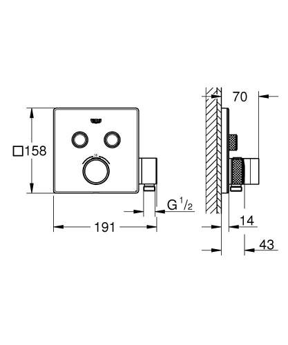Grohe Grohtherm Smartcontrol Çift Valfli Akış Kontrollü, Ankastre Termostatik
Duş Bataryası, Entegre Duş Kolu İle - 29125000 - 3
