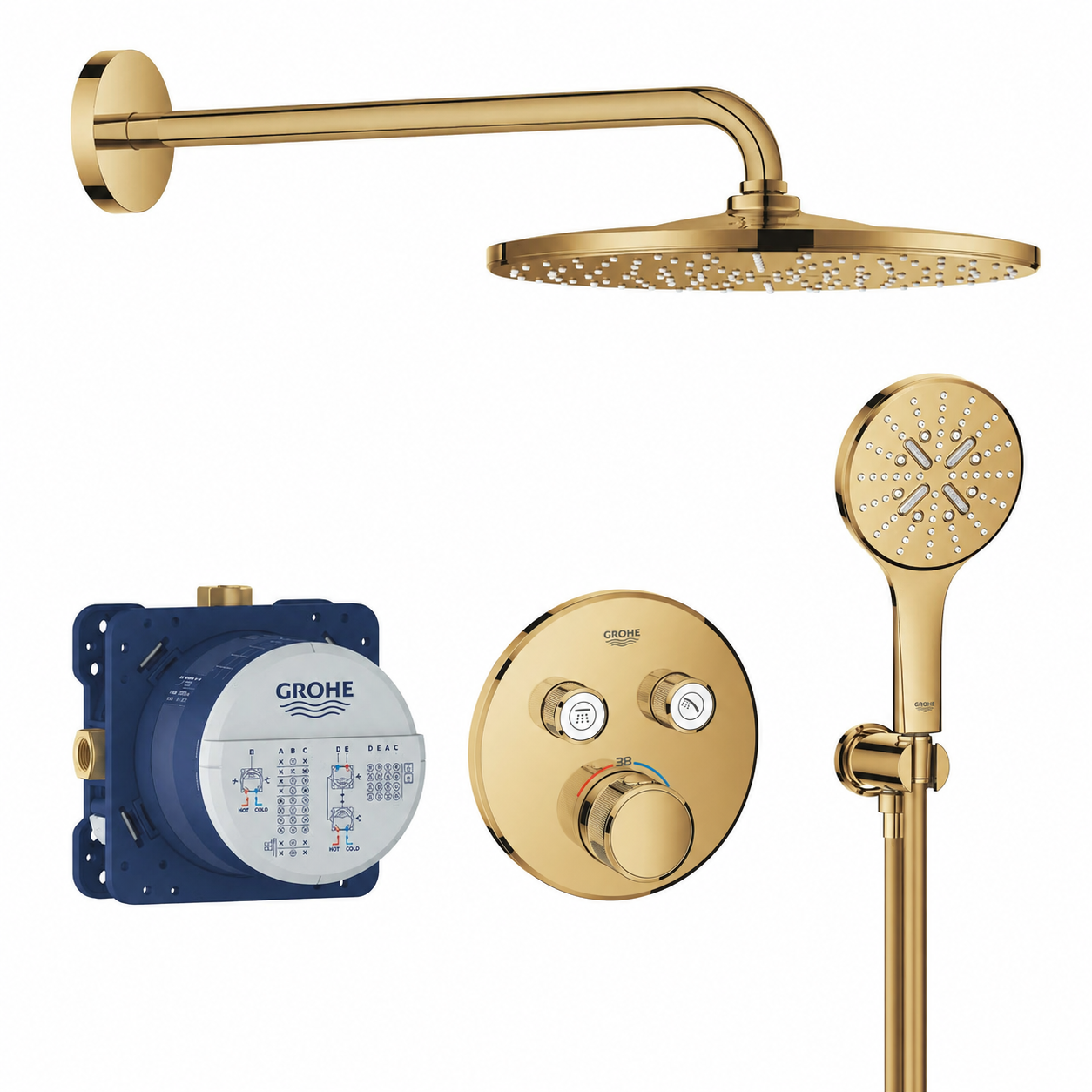 Grohe Grohtherm SmartControl Çift valfli akış kontrollü, Seti Parlak Altın - GROHE