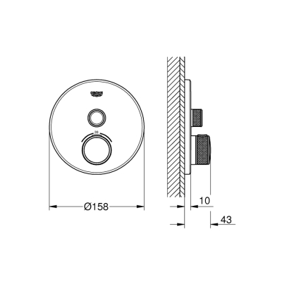 Grohe Grohtherm Smartcontrol Tek Valfli Akış Kontrollü, Ankastre Termostatik Duş Bataryası - 29118Al0 - 2