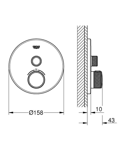 Grohe Grohtherm Smartcontrol Tek Valfli Akış Kontrollü, Ankastre Termostatik Duş Bataryası - 29118Dl0 - 3