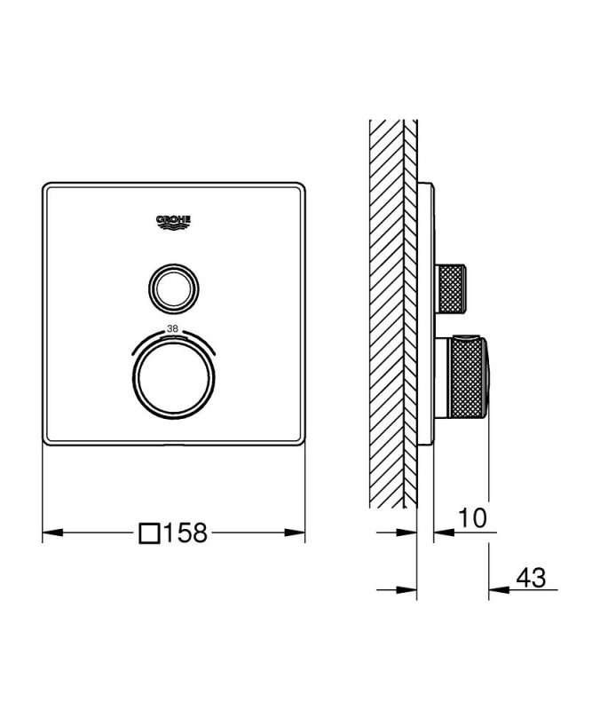 Grohe Grohtherm Smartcontrol Tek Valfli Akış Kontrollü, Ankastre Termostatik Duş Bataryası - 29123000 - 3