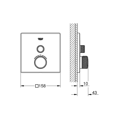 Grohe Grohtherm Smartcontrol Tek Valfli Akış Kontrollü, Ankastre Termostatik Duş Bataryası - 29123A00 - 2