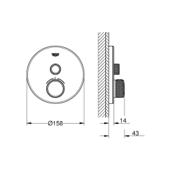 Grohe Grohtherm Smartcontrol Tek Valfli Akış Kontrollü, Ankastre Termostatik Duş Bataryası - 29150Ls0 - 2