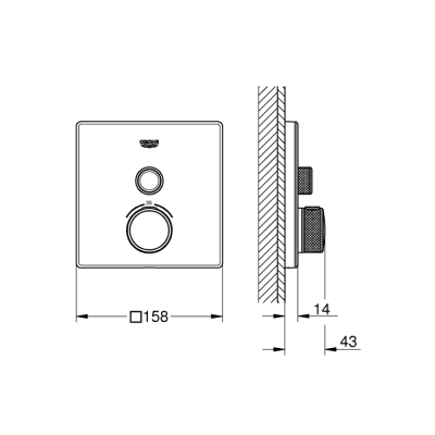 Grohe Grohtherm Smartcontrol Tek Valfli Akış Kontrollü, Ankastre Termostatik Duş Bataryası - 29153Ls0 - 2