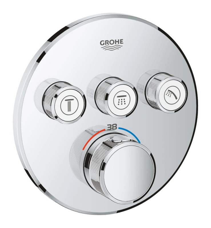 Grohe Grohtherm Smartcontrol Üç Valfli Akış Kontrollü, Ankastre Termostatik Duş Bataryası - 29121000 - 1