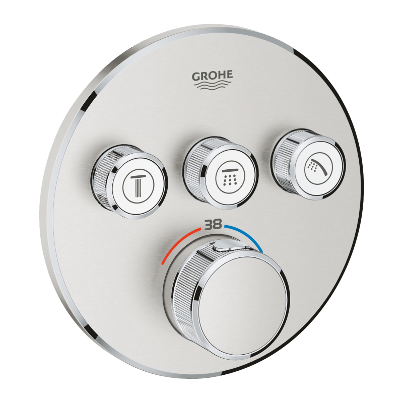 Grohe Grohtherm Smartcontrol Üç Valfli Akış Kontrollü, Ankastre Termostatik Duş Bataryası - 29121Dc0 - 2