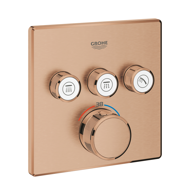 Grohe Grohtherm Smartcontrol Üç Valfli Akış Kontrollü, Ankastre Termostatik Duş Bataryası - 29126Dl0 - 2