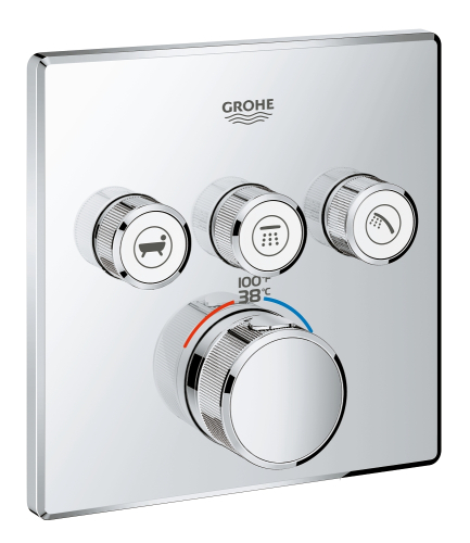 Grohe Grohtherm Smartcontrol Üç Valfli Akış Kontrollü, Ankastre Termostatik Duş Bataryası - 29142000 - 1