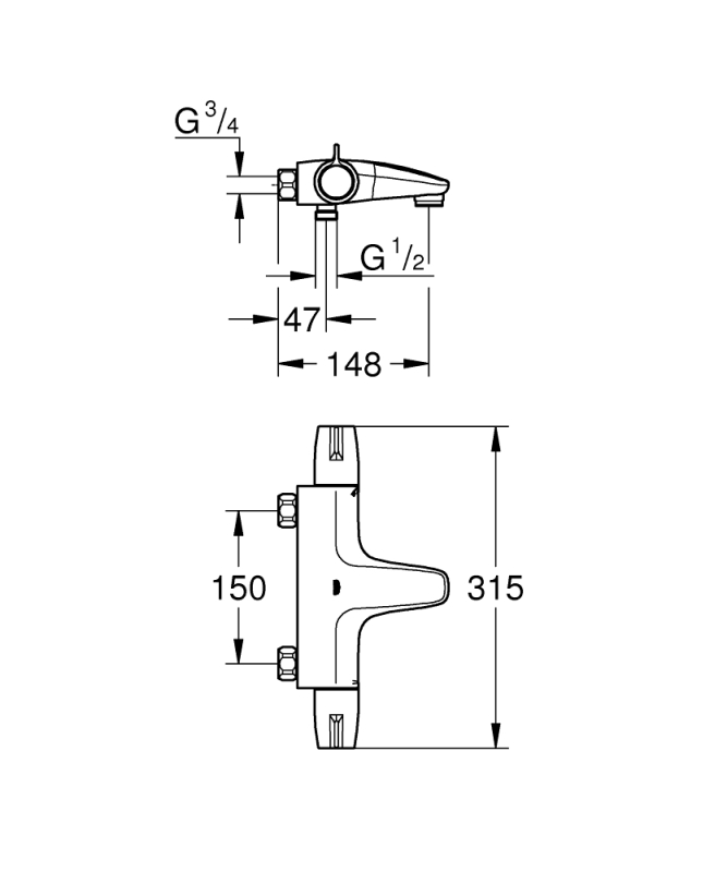 Grohe Grohtherm Special Termostatik Banyo Bataryası - 34671000 - 3