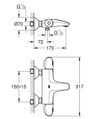 Grohe Grohtherm Termostatik Banyo Bataryası (348162433) - 4