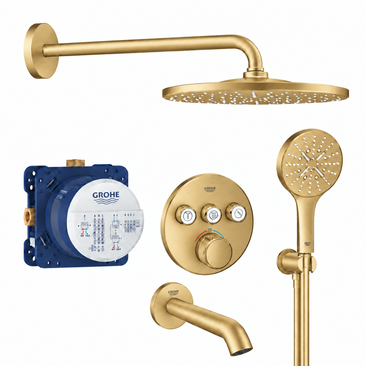 Grohe Grt Smartcontrol Thm Trimset Round 3Sc Seti Fırçalı Altın - 1