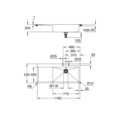 Grohe K1000 Damlalıklı Paslanmaz Çelik Eviye - 31582Sd1 - 2