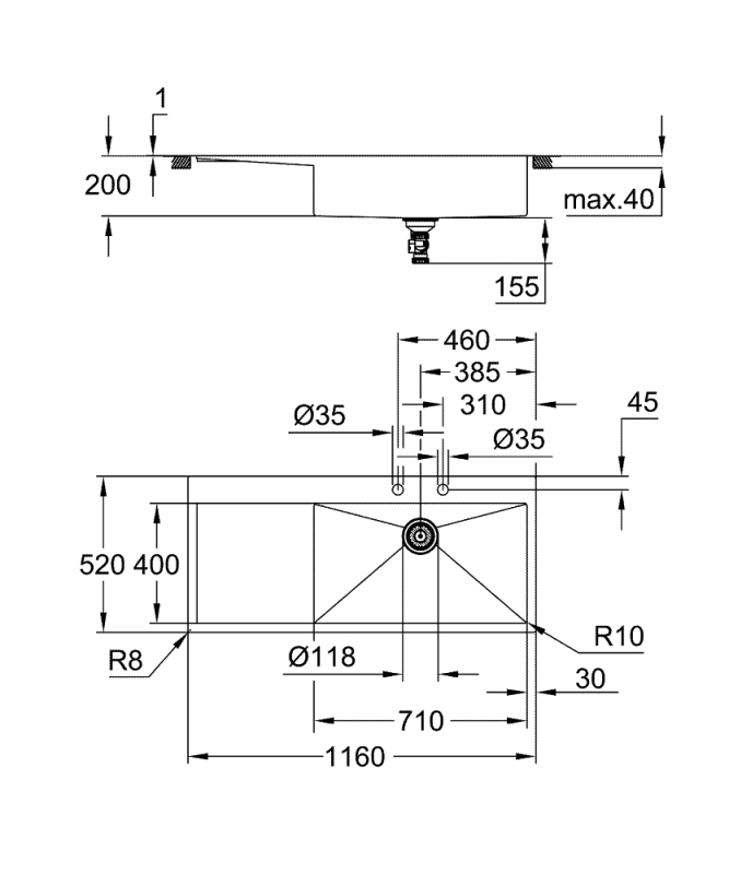 Grohe K1000 Damlalıklı Paslanmaz Çelik Eviye - 31582Sd1 - 3