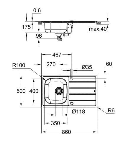 Grohe K200 Damlalıklı Paslanmaz Çelik Eviye - 31552Sd1 - 3