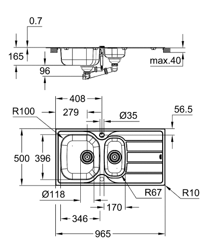 Grohe K200 Damlalıklı Paslanmaz Çelik Eviye - 31564Sd1 - 3