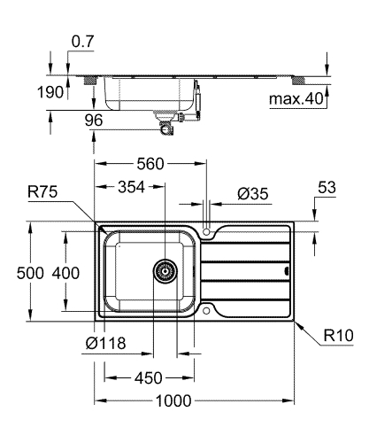 Grohe K500 Damlalıklı Paslanmaz Çelik Eviye - 31563Sd1 - 3