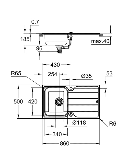 Grohe K500 Damlalıklı Paslanmaz Çelik Eviye - 31571Sd1 - 3