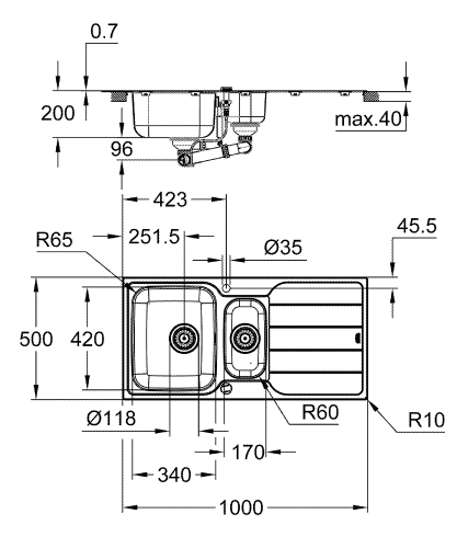 Grohe K500 Damlalıklı Paslanmaz Çelik Eviye - 31572Sd1 - 3