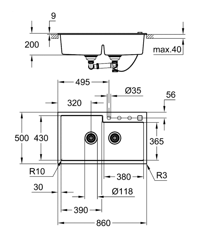 Grohe K500 Kompozit Eviye - 31649Ap0 - 3