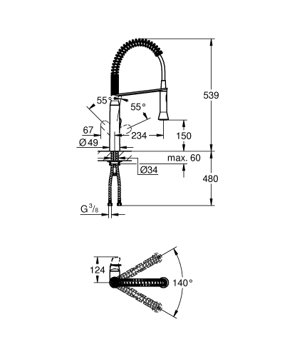 Grohe K7 Tek Kumandalı Eviye Bataryası - 31379Dc0 - 3
