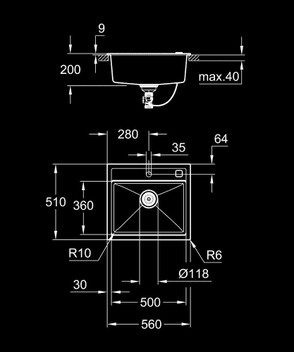 Grohe K700 Kompozit Eviye - 31651Ap0 - 3