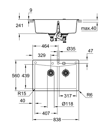 Grohe K700 Kompozit Eviye - 31657Ap0 - 3