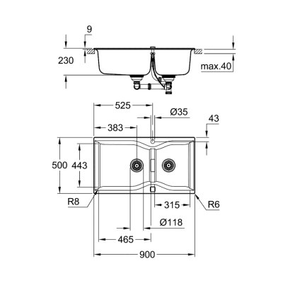 Grohe K700 Kompozit Eviye - 31658Ap0 - 2