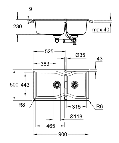 Grohe K700 Kompozit Eviye - 31658Ap0 - 3
