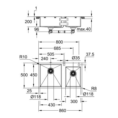 Grohe K700 Paslanmaz Çelik Eviye - 31855SD0 - 2