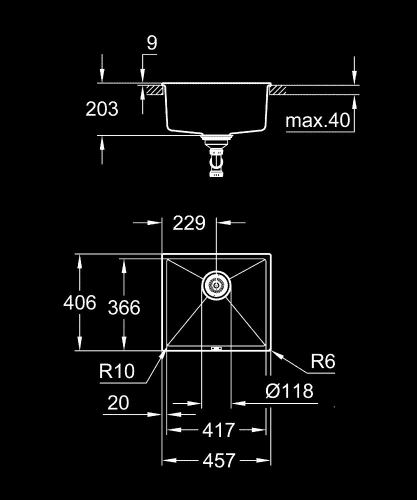 Grohe K700 Tezgahaltı Kompozit Eviye - 31653Ap0 - 3