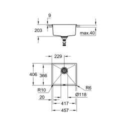 Grohe K700 Tezgahaltı Kompozit Eviye - 31653At0 - 2